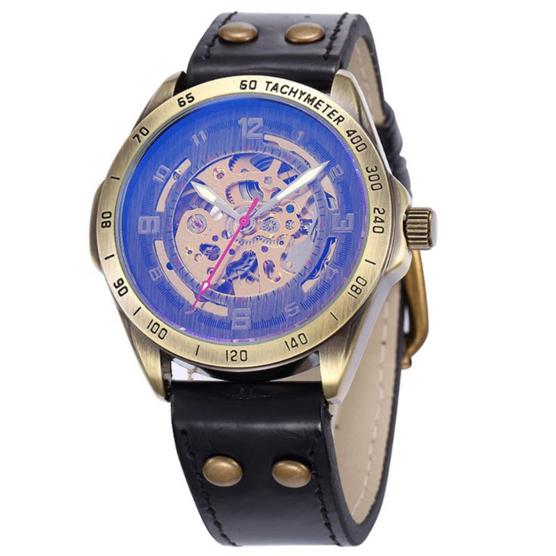 Montre homme avec mécanisme visible