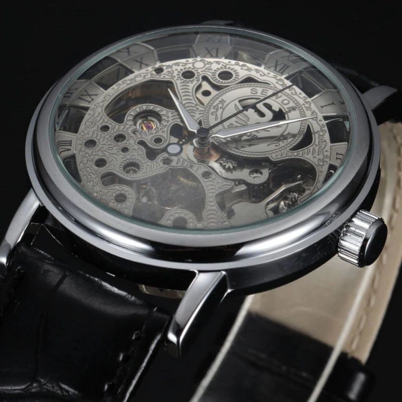 Montre homme avec mouvement squelette