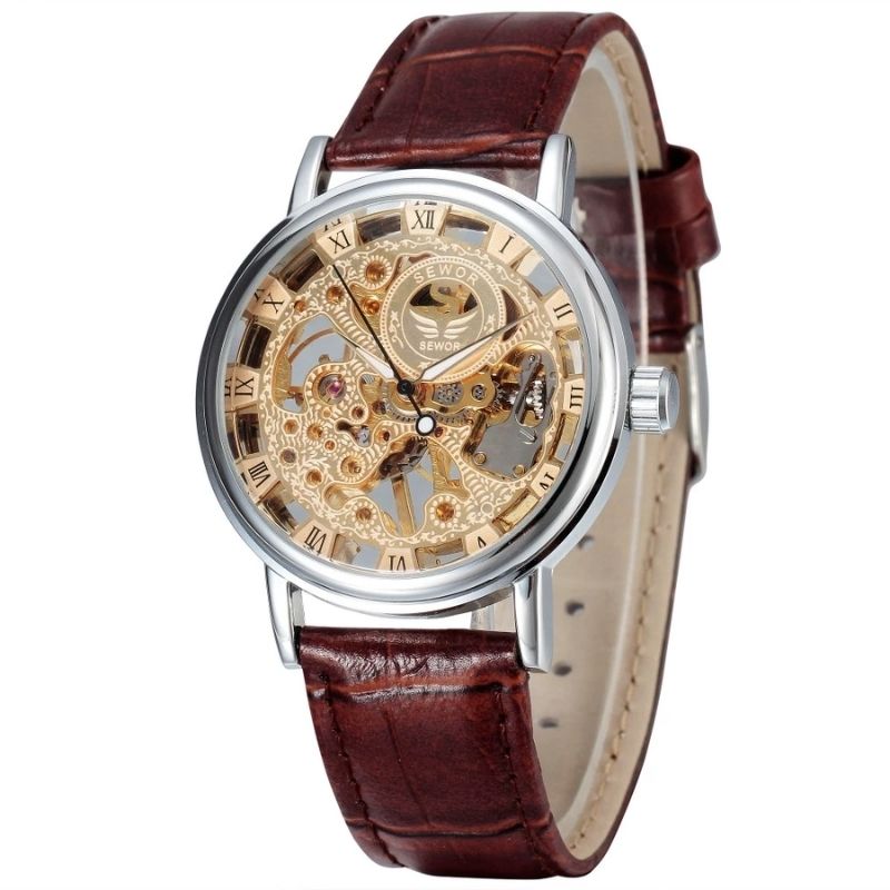 Montre homme dotée d'un mouvement squelette