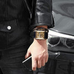 Montre homme rectangulaire à mécanisme squelette
