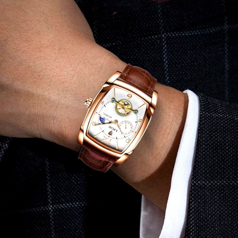 Montre homme rectangulaire haut de gamme