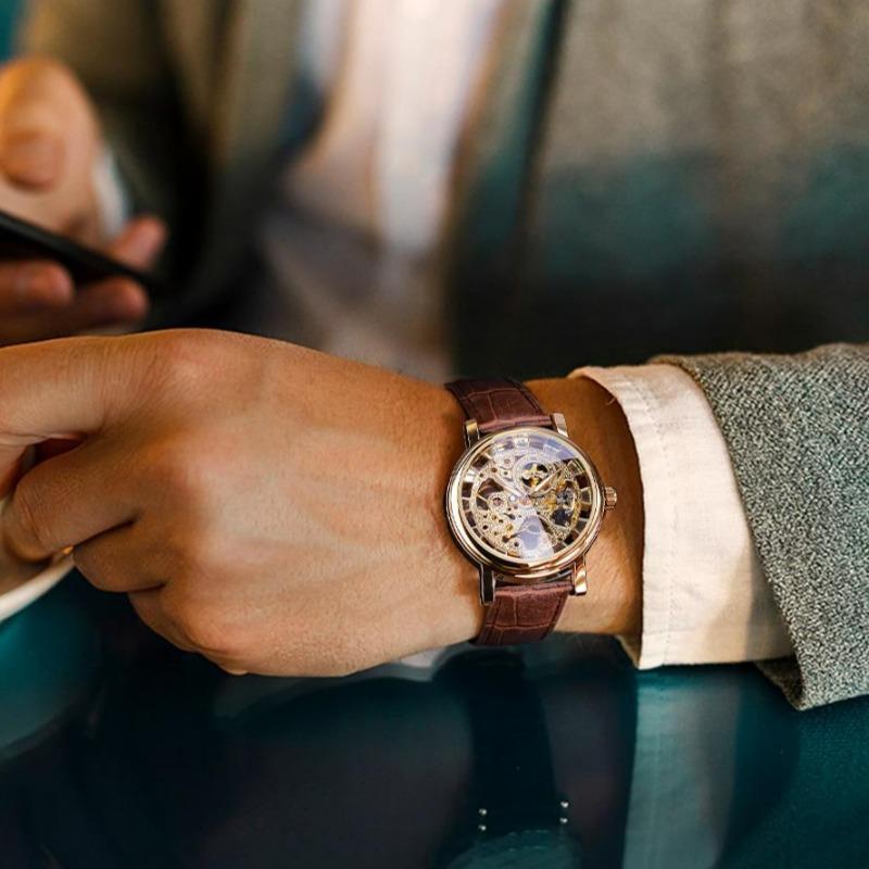 Montre homme squelette avec bracelet en simili