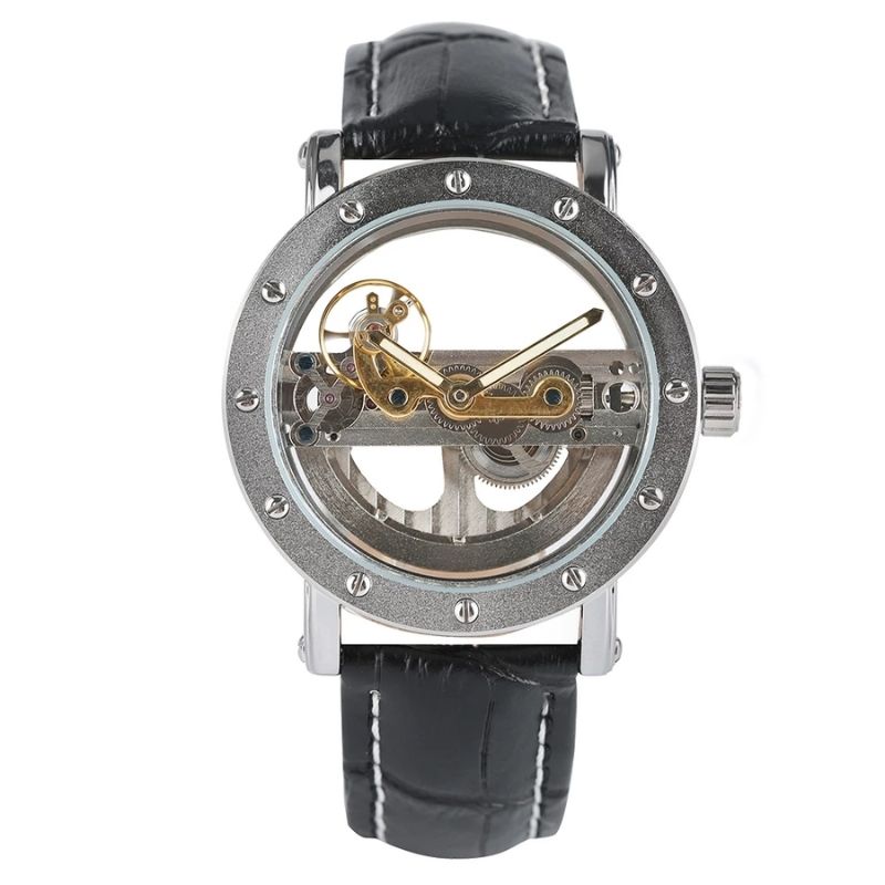 Montre homme squelette avec transparence