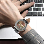 Montre homme transparente à mécanisme squelette