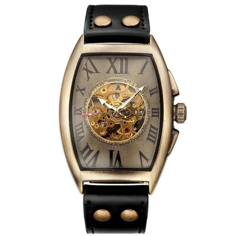 Montre masculine mécanique de forme rectangulaire