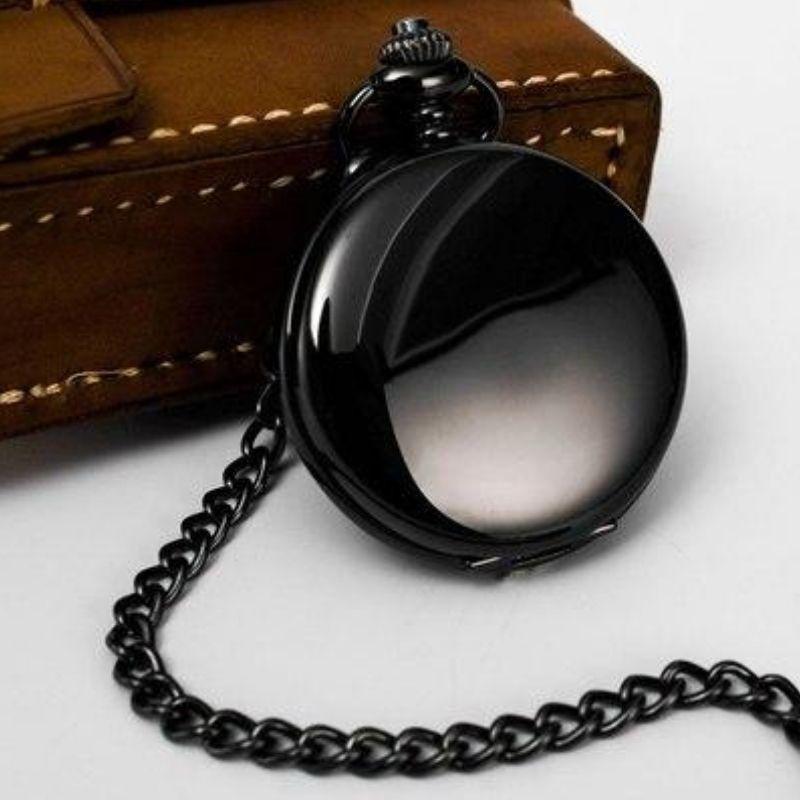 Montre masculine noire de poche