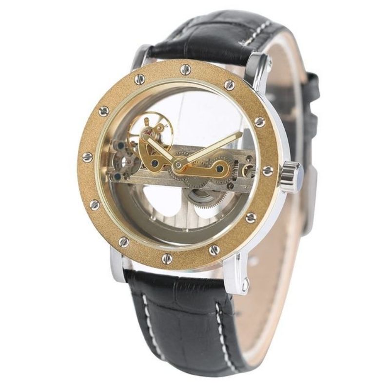 Montre masculine squelette et transparente