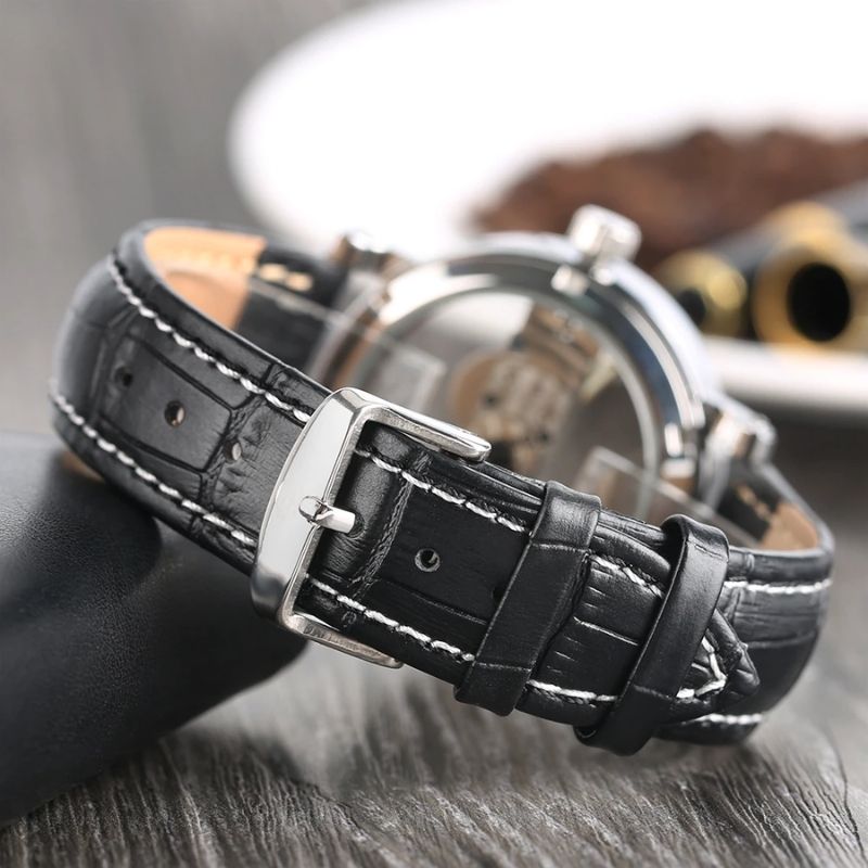 Montre masculine transparente de type squelette