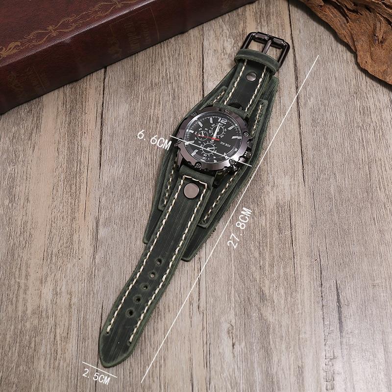 Montre munie d’un bracelet de force cuir