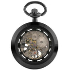 Montre noire à gousset style squelette