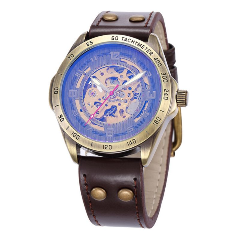 Montre pour homme à mécanisme apparent