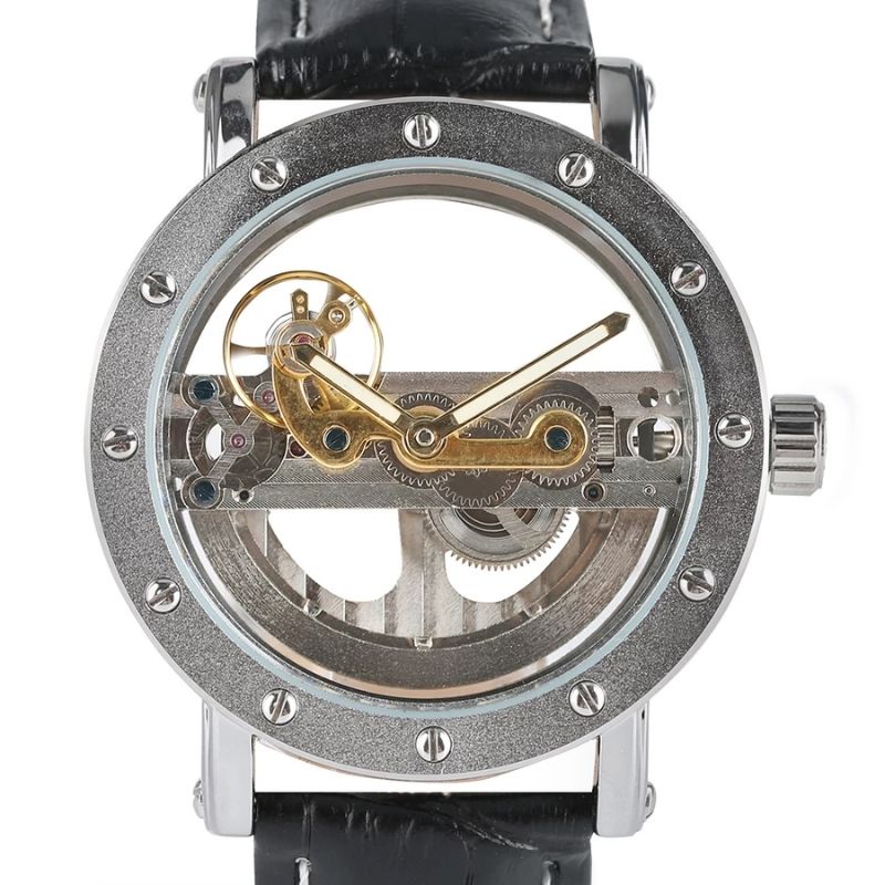 Montre pour homme squelette transparente