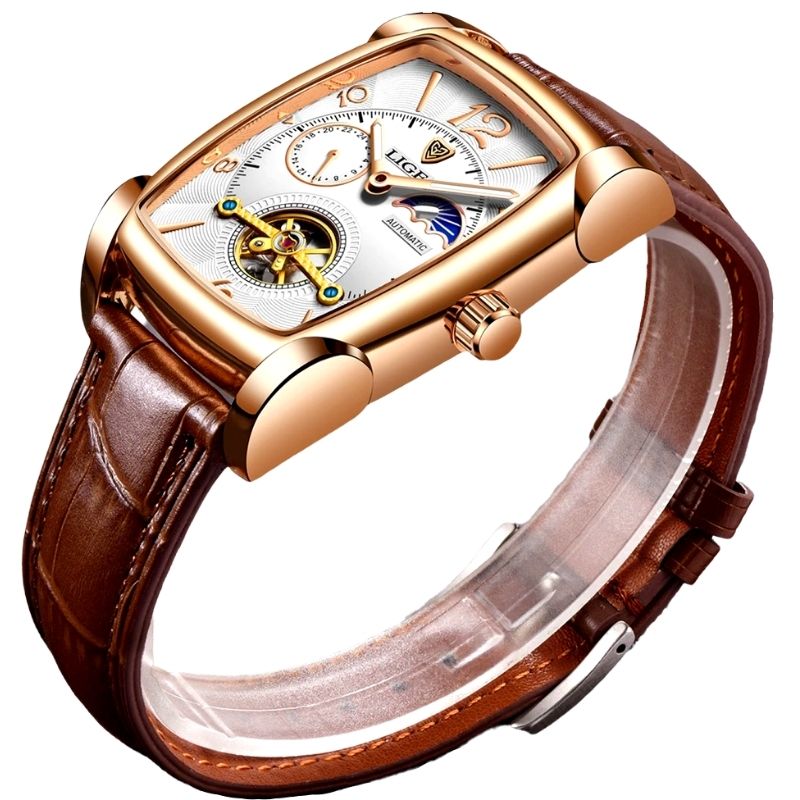 Montre rectangulaire haut de gamme pour homme