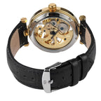Montre squelette féminine avec bracelet de cuir