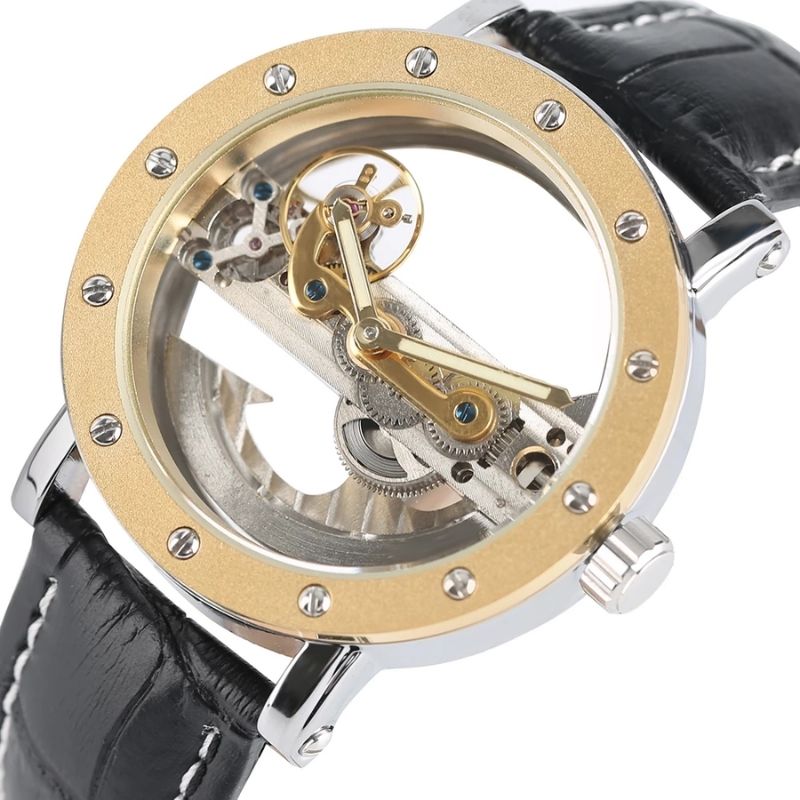 Montre squelette homme au design transparent
