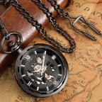 Montre squelette noire à gousset