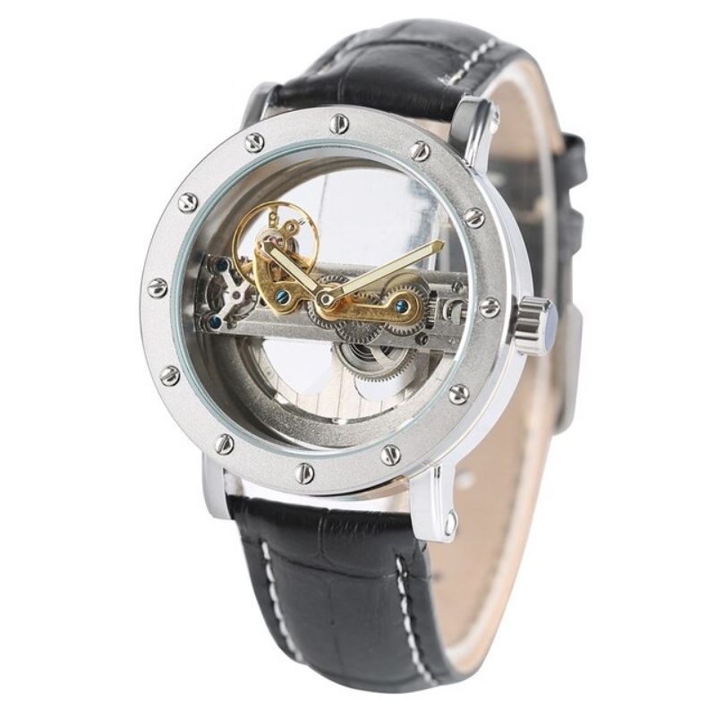 Montre squelette transparente pour homme