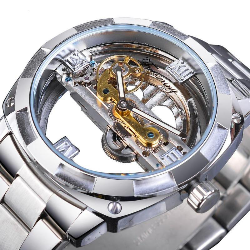 Montre steampunk à cadran transparent