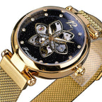 Montre steampunk dorée pour femme