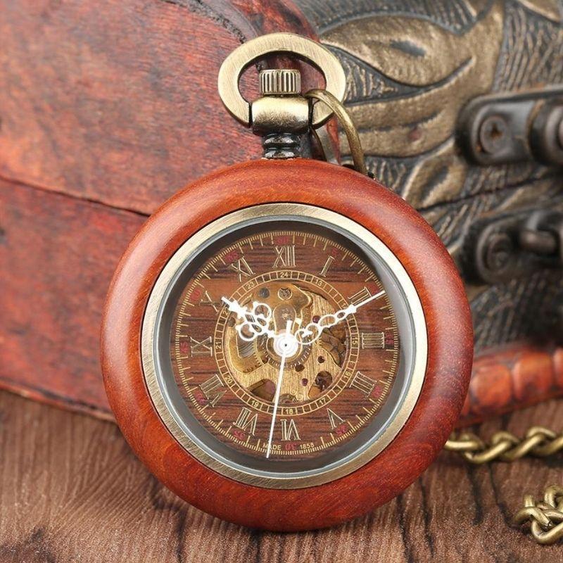 Montre steampunk en bois à gousset
