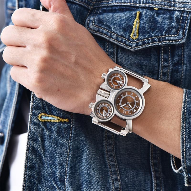 Montre steampunk masculine dotée de trois cadrans