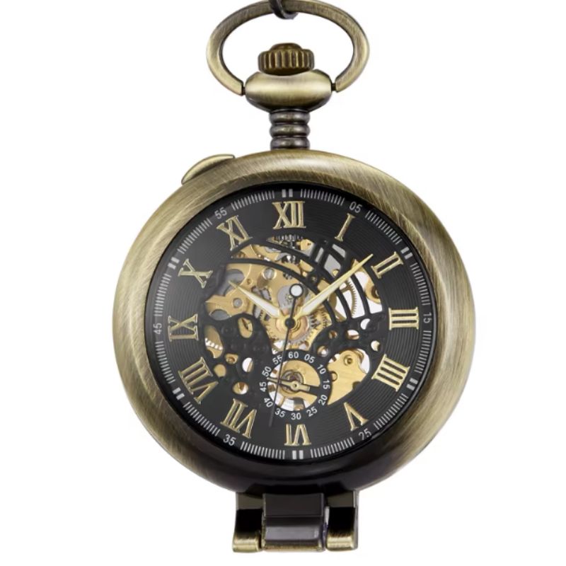 Montre steampunk mécanique à glisser en poche
