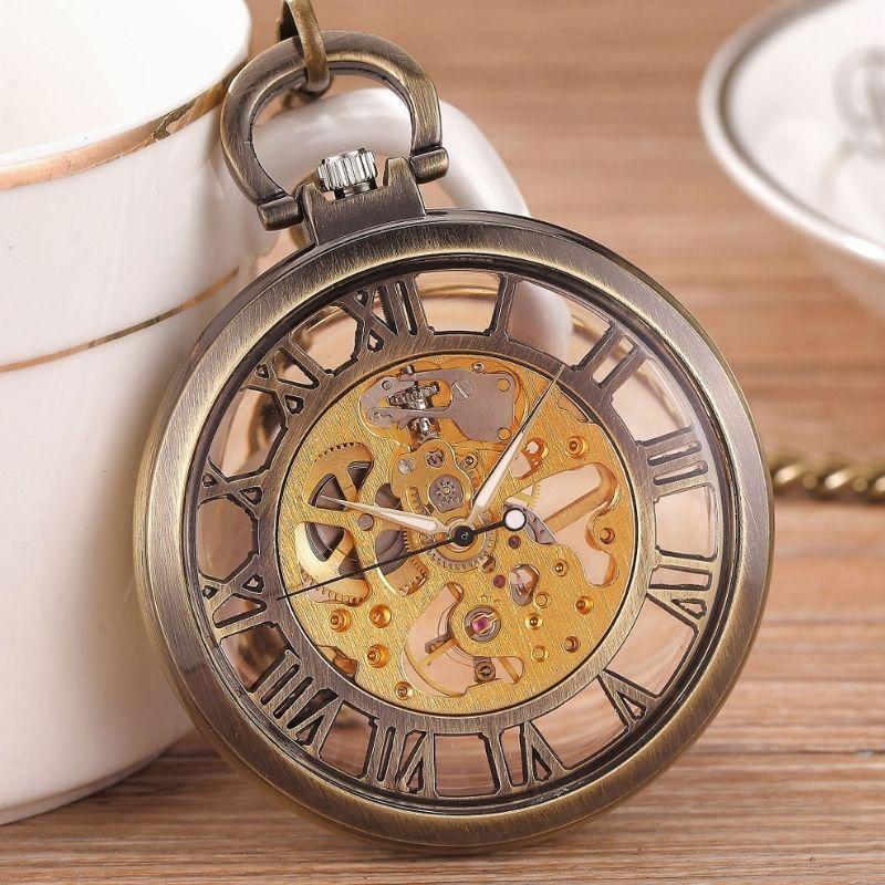 Montre steampunk transparente de poche