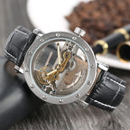 Montre transparente à mécanisme squelette pour homme