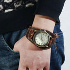 Montre vintage pour homme avec bracelet cuir