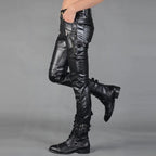 Pantalon en matière simili punk