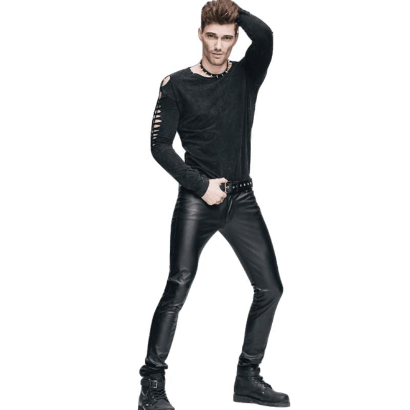 Pantalon en simili pour homme au style rock