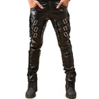 Pantalon en simili PU gothique pour homme