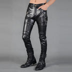 Pantalon en simili style punk