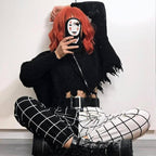 Pantalon femme noir et blanc de style gothique