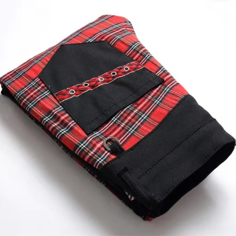 Pantalon gothique à motif écossais