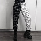 Pantalon gothique noir et blanc pour femme