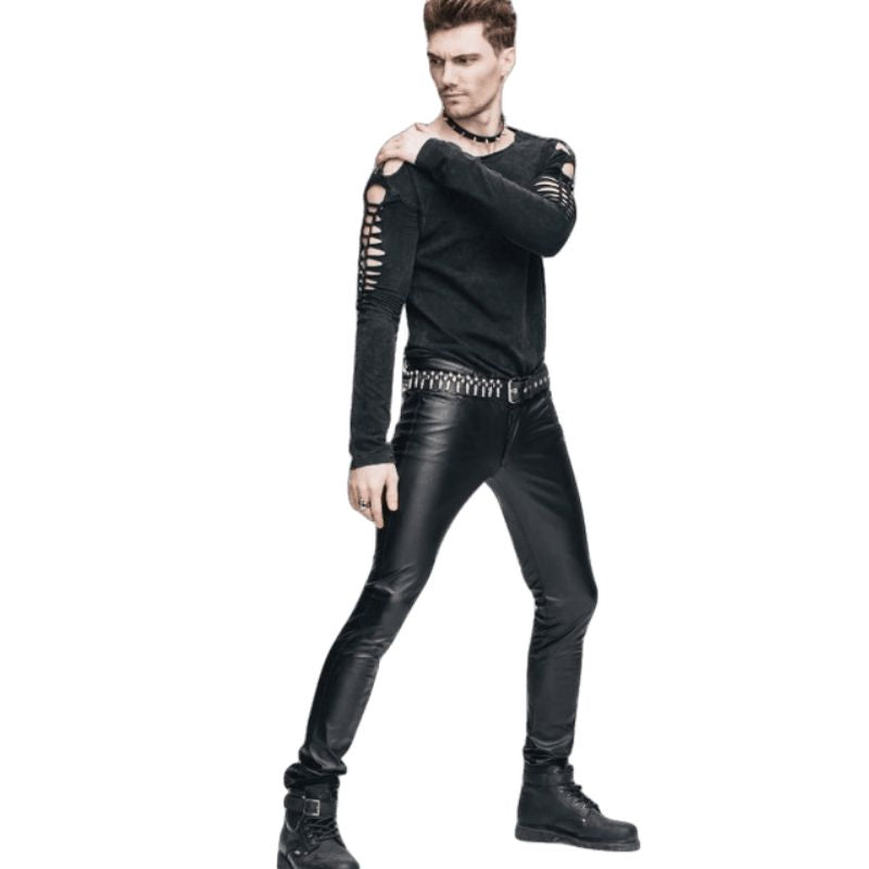 Pantalon homme style rock en simili