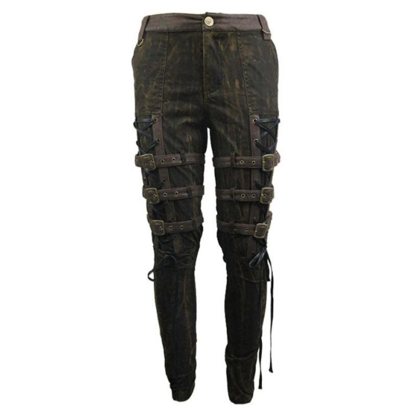 Pantalon marron d'inspiration punk