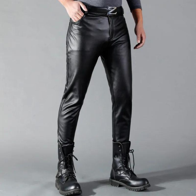 Pantalon masculin en simili PU noir