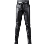 Pantalon noir en simili PU pour homme