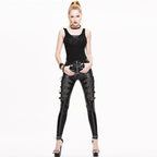 Pantalon noir steampunk en simili PU