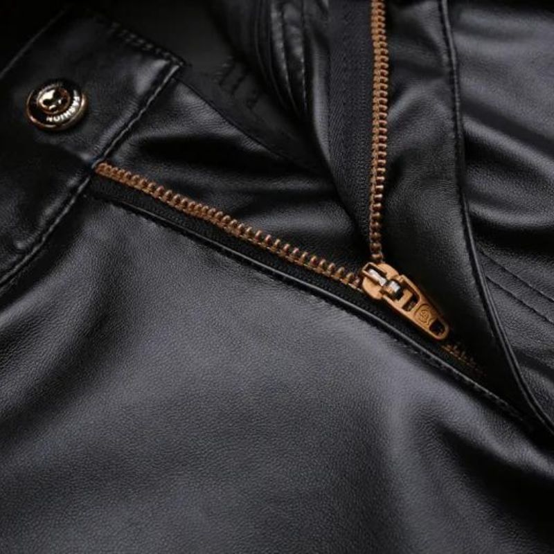 Pantalon pour homme en simili PU noir