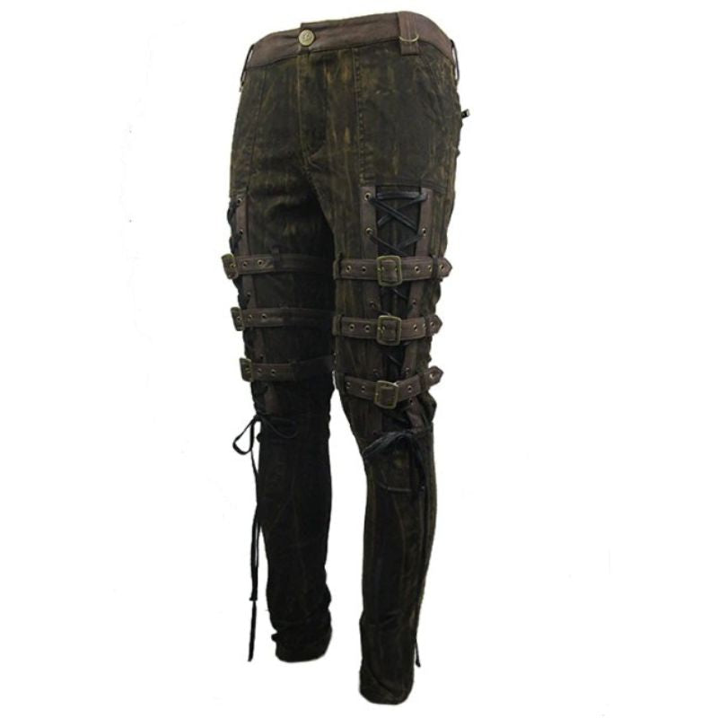 Pantalon punk de couleur marron