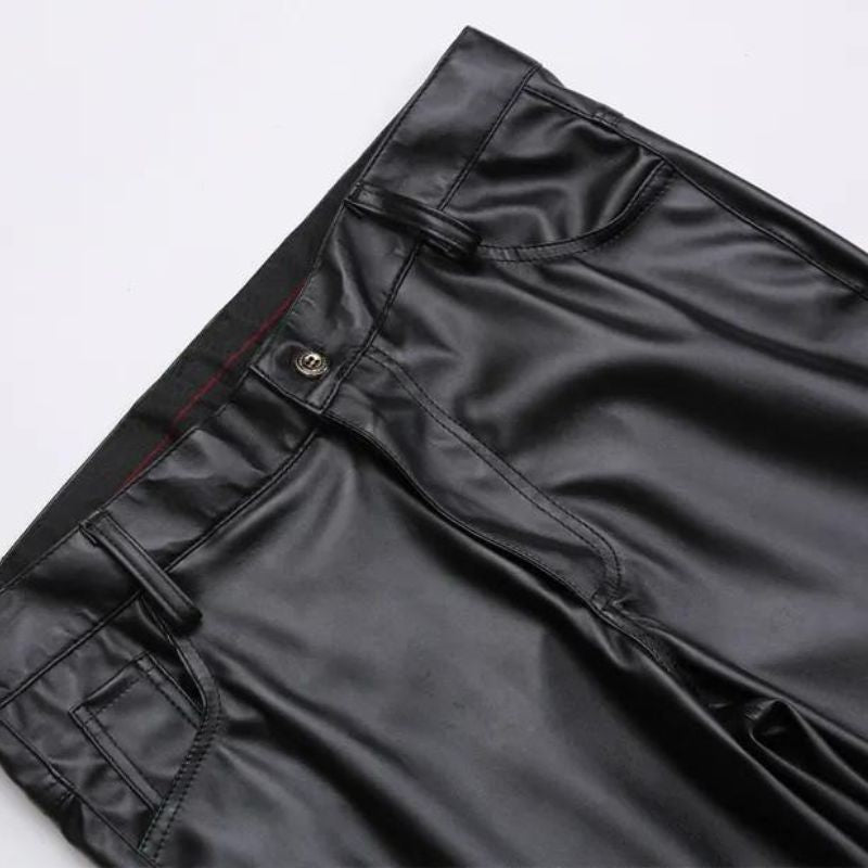 Pantalon simili PU noir destiné aux hommes