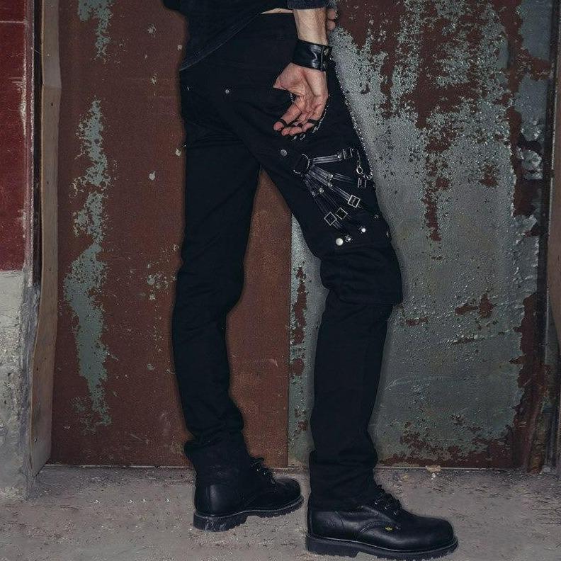 Pantalon steampunk gothique avec chaîne