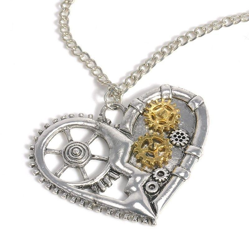 Pendentif cœur de style steampunk