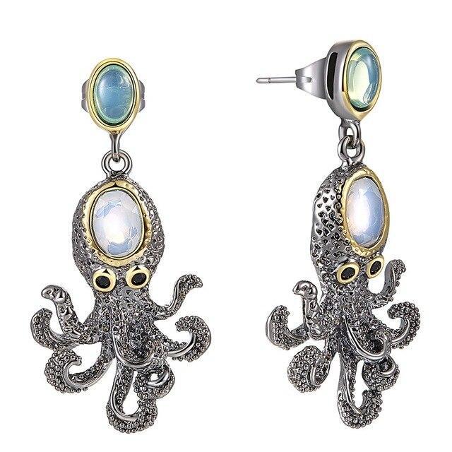 Pieuvre steampunk en boucles d’oreilles