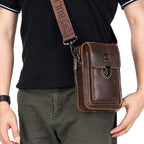 Pochette à bandoulière masculine en cuir