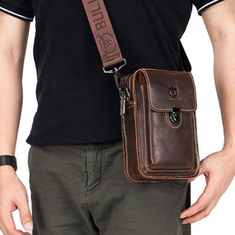 Pochette à bandoulière masculine en cuir