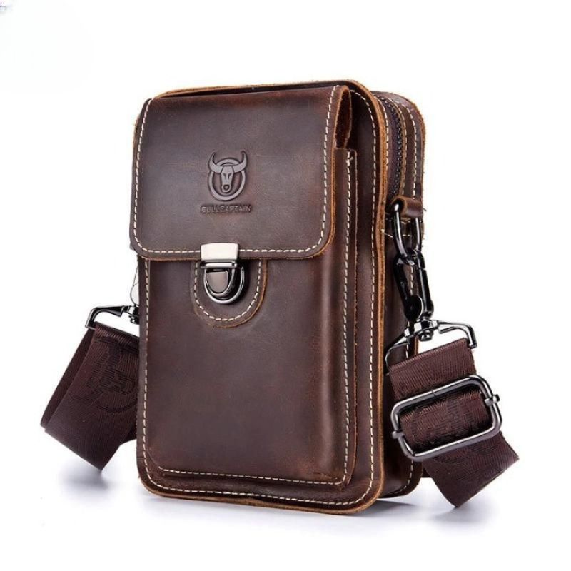 Pochette masculine en cuir avec bandoulière